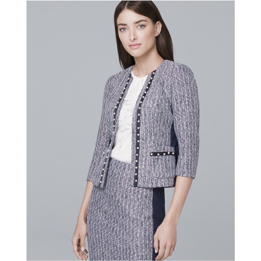JACKET- WHBM EMBELLISHED PEARL TWEED JACKET